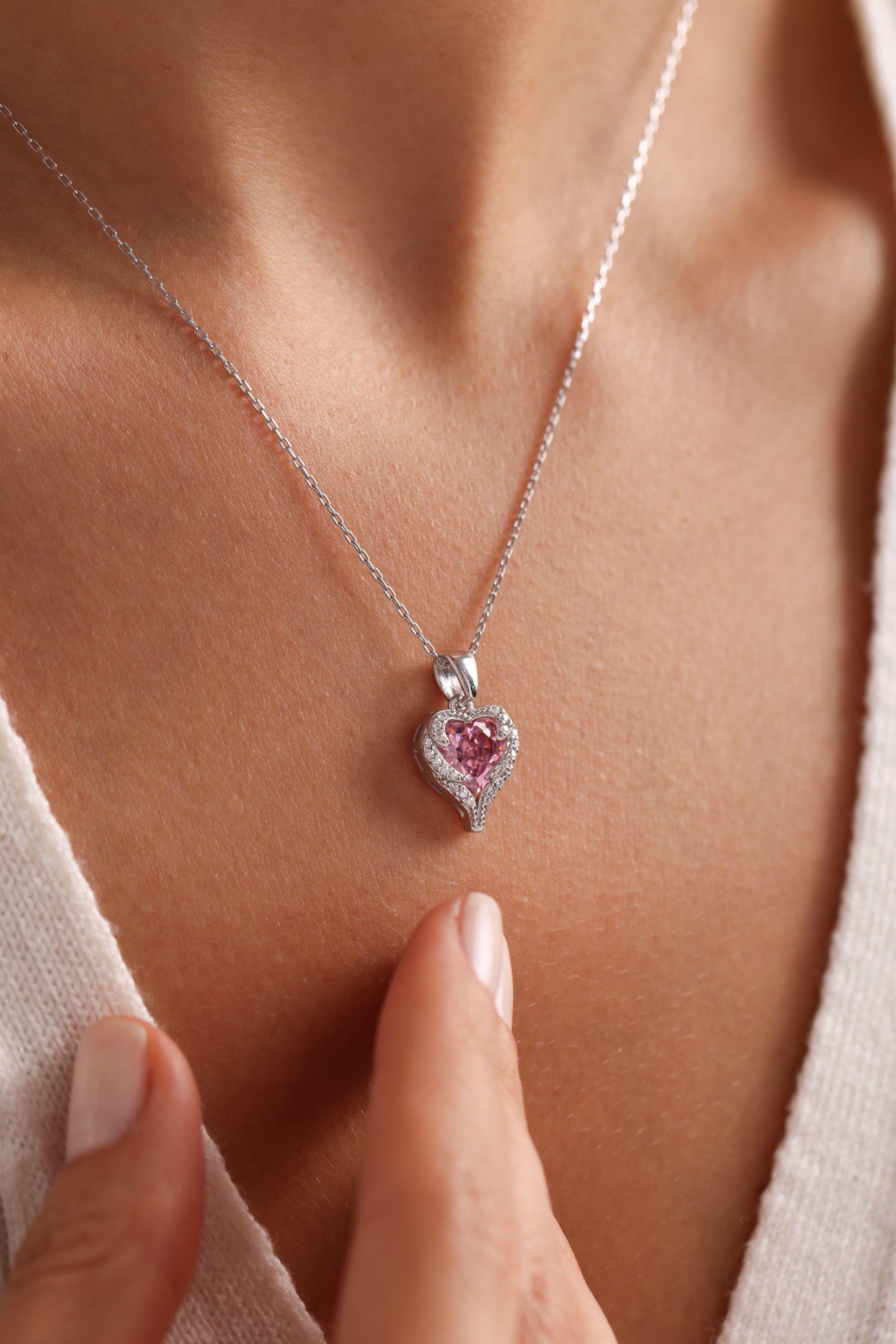 Amour Pinky Crystal Necklace
