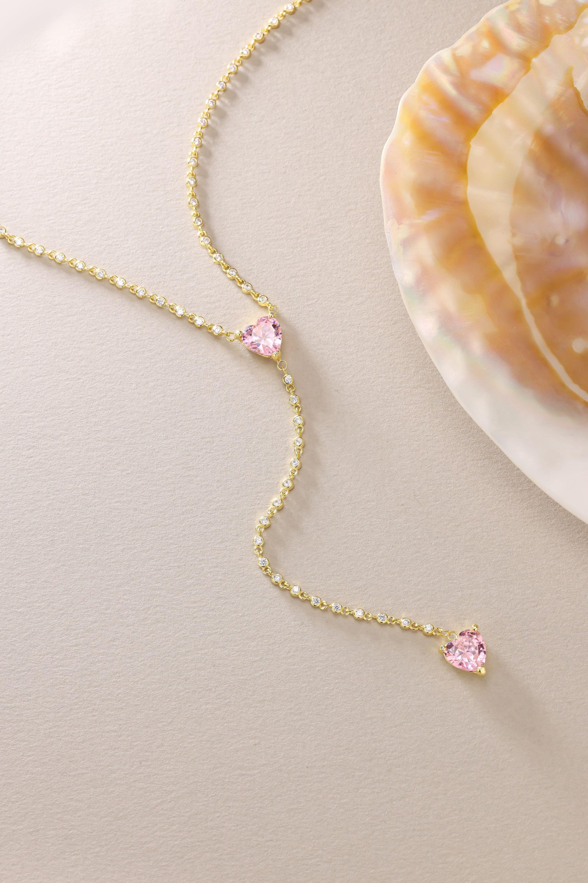 Serena pink heart Necklace