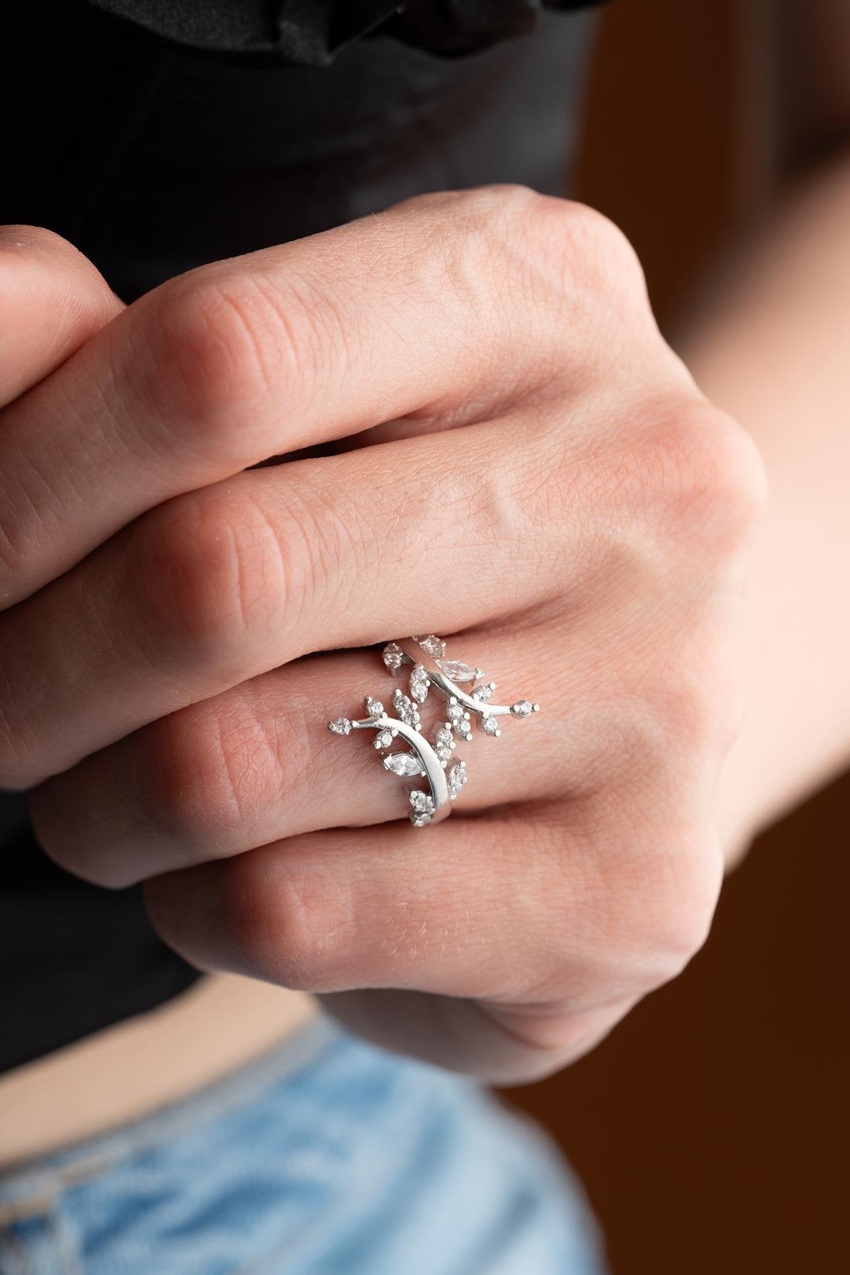 Seraphina Branch Rhodium plated Ring