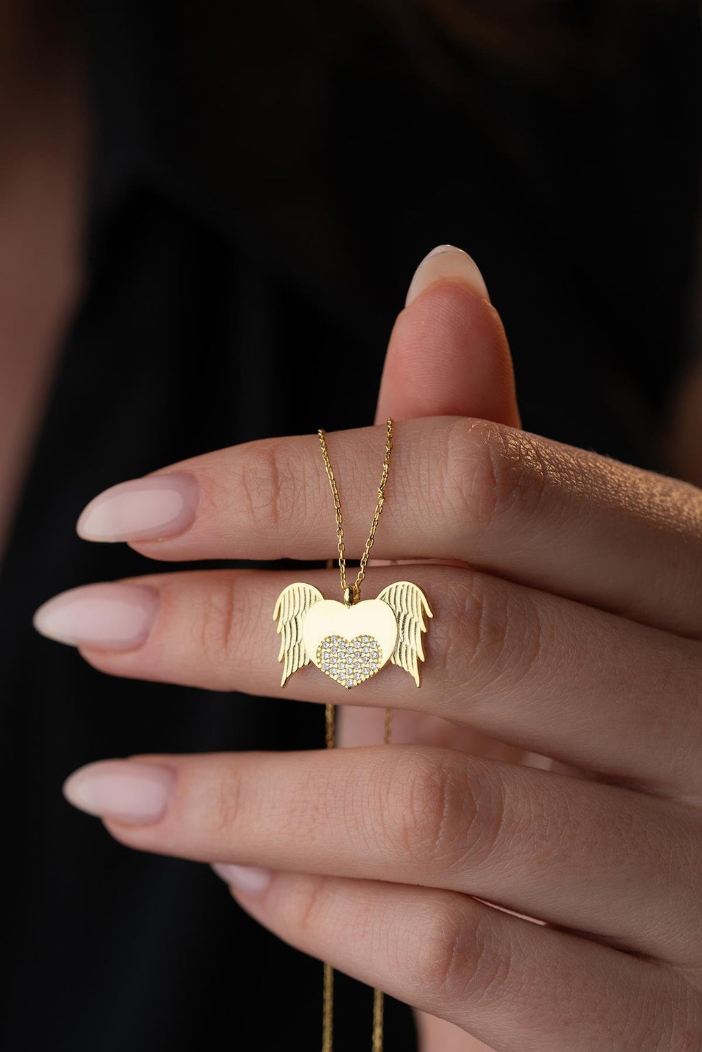 Winged Heart Gold plated Necklace