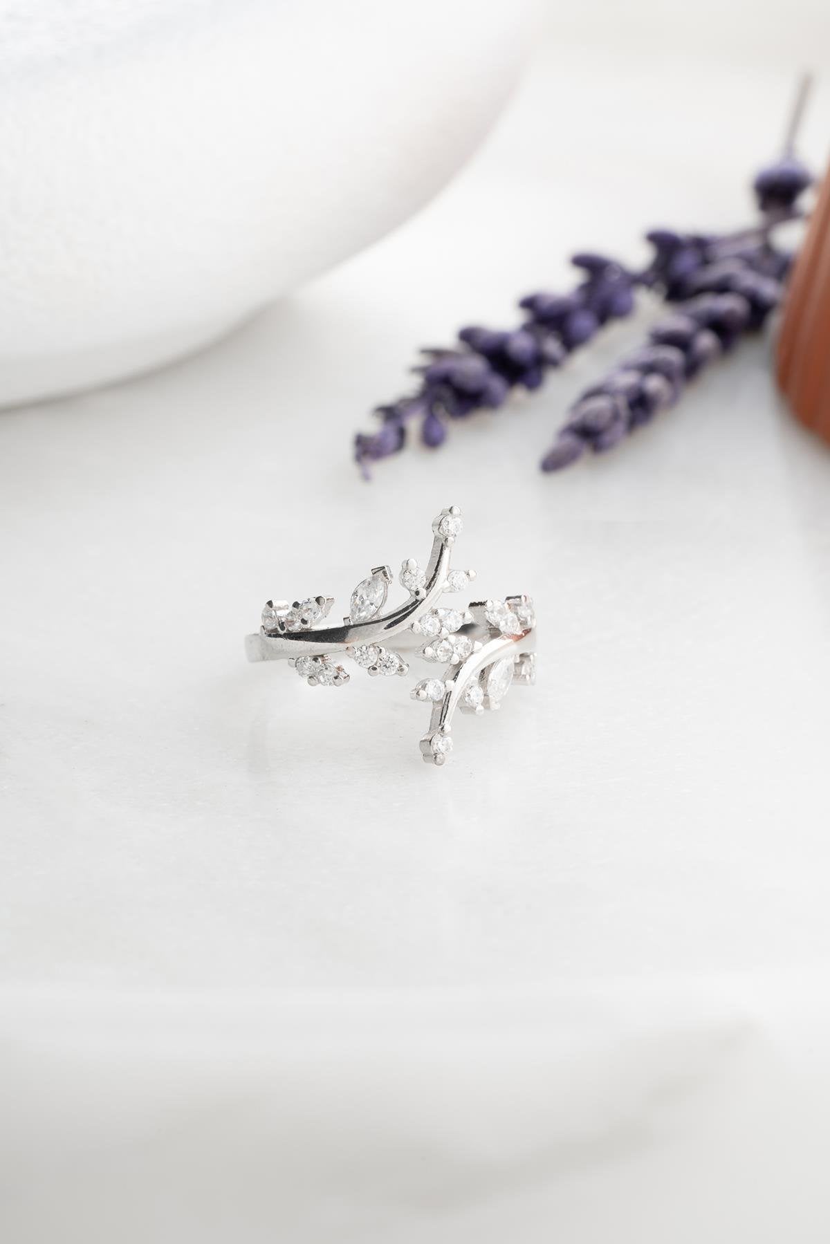 Seraphina Branch Rhodium plated Ring