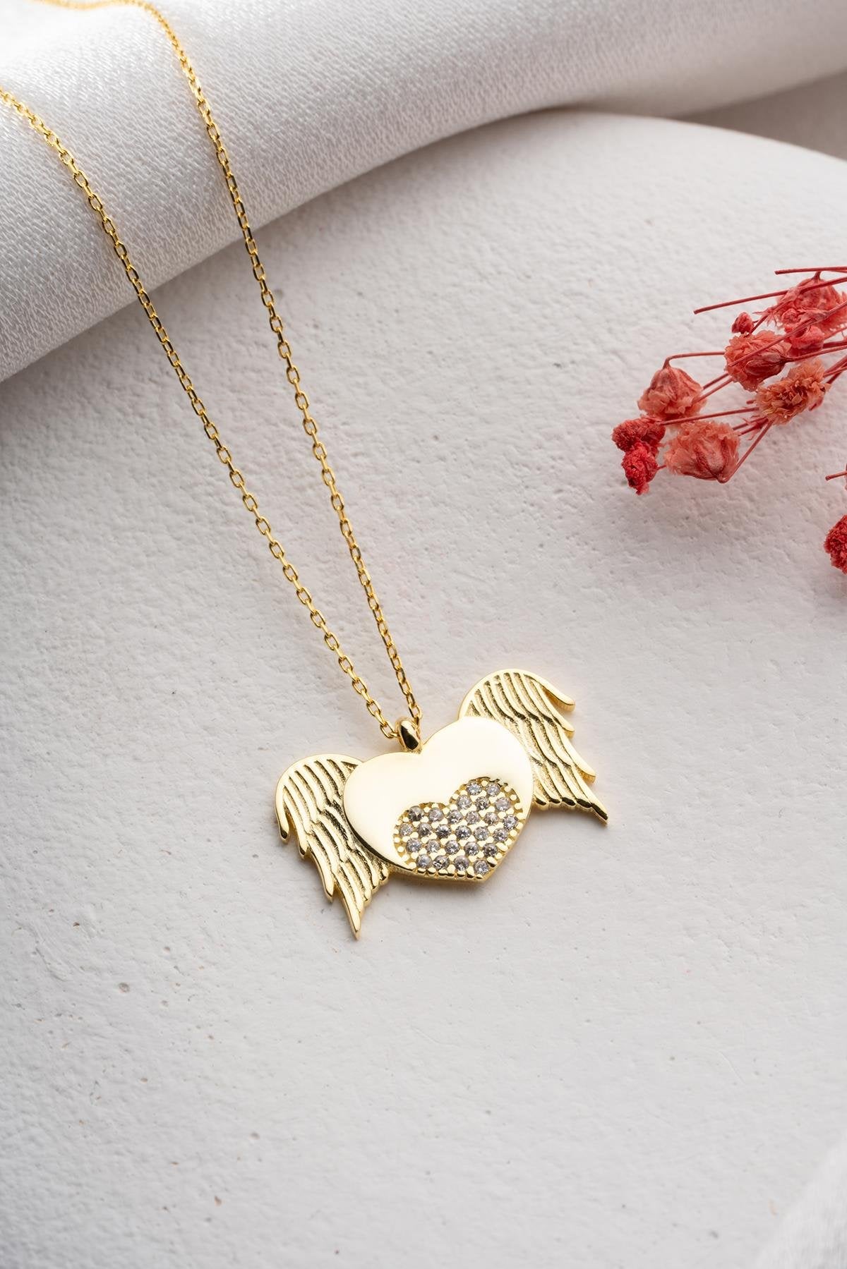 Winged Heart Gold plated Necklace