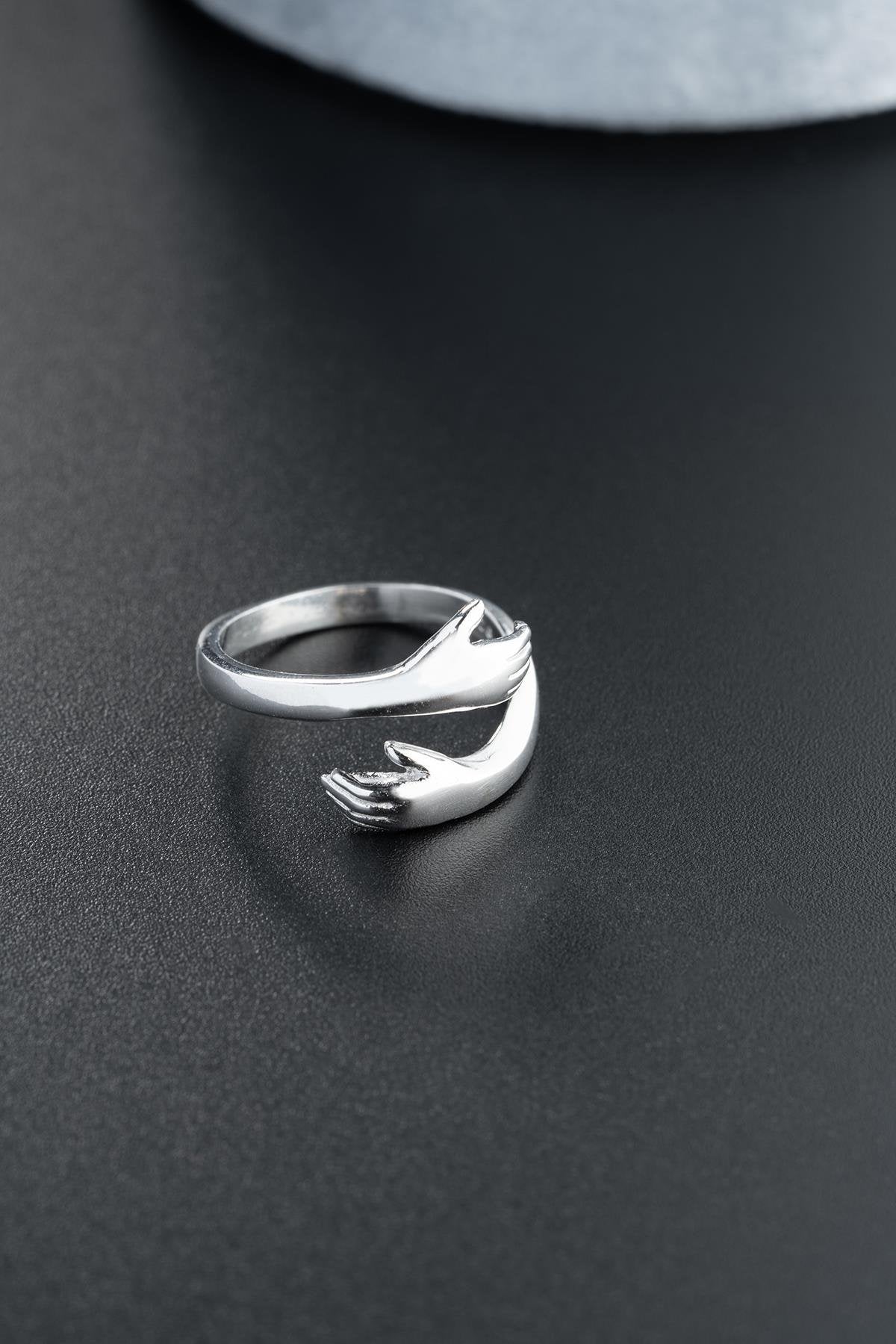 Rhodium Plated Hugging Hands