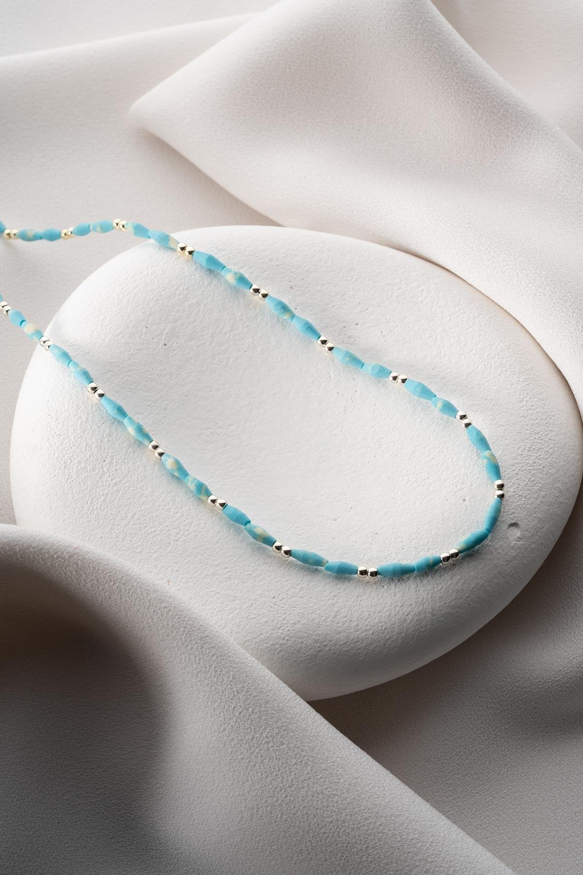 Natural Turquoise v stone Necklace