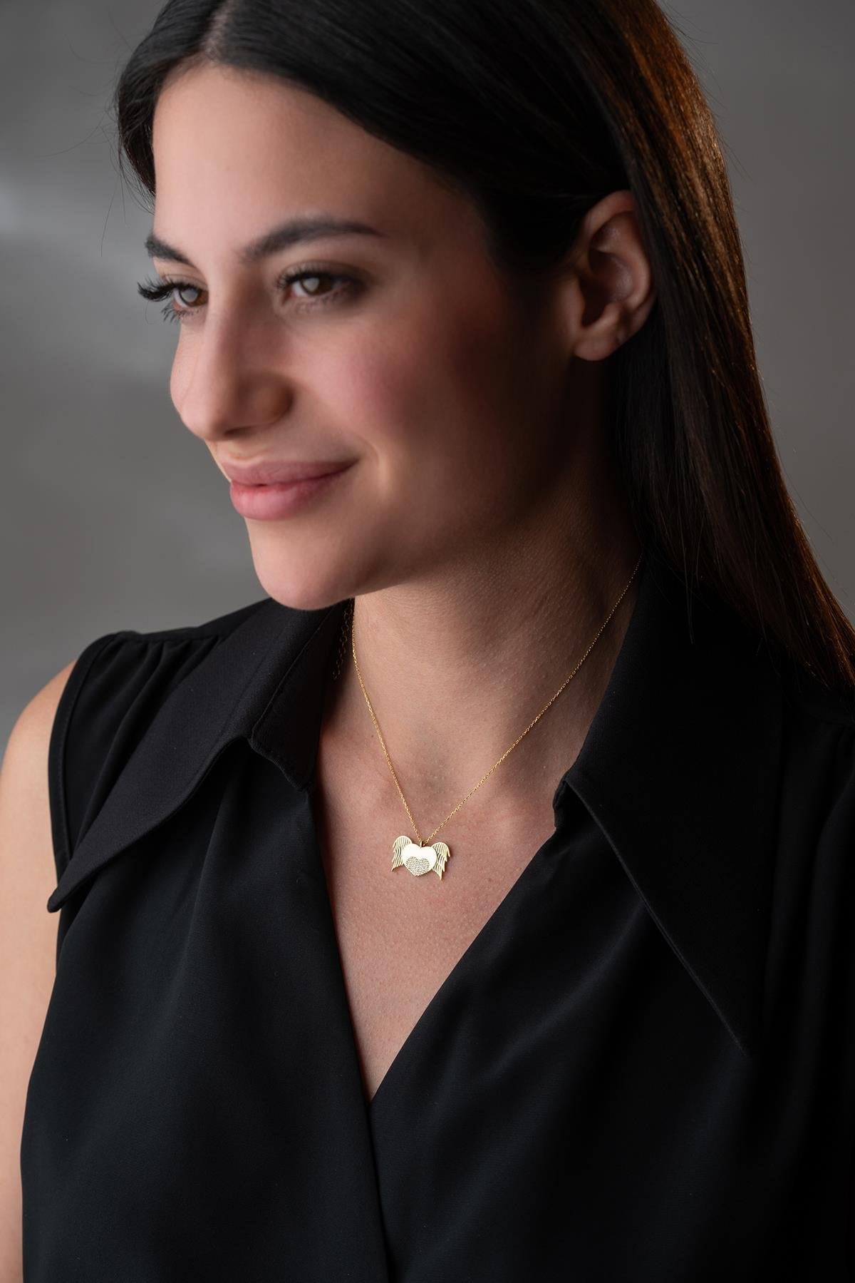 Winged Heart Gold plated Necklace