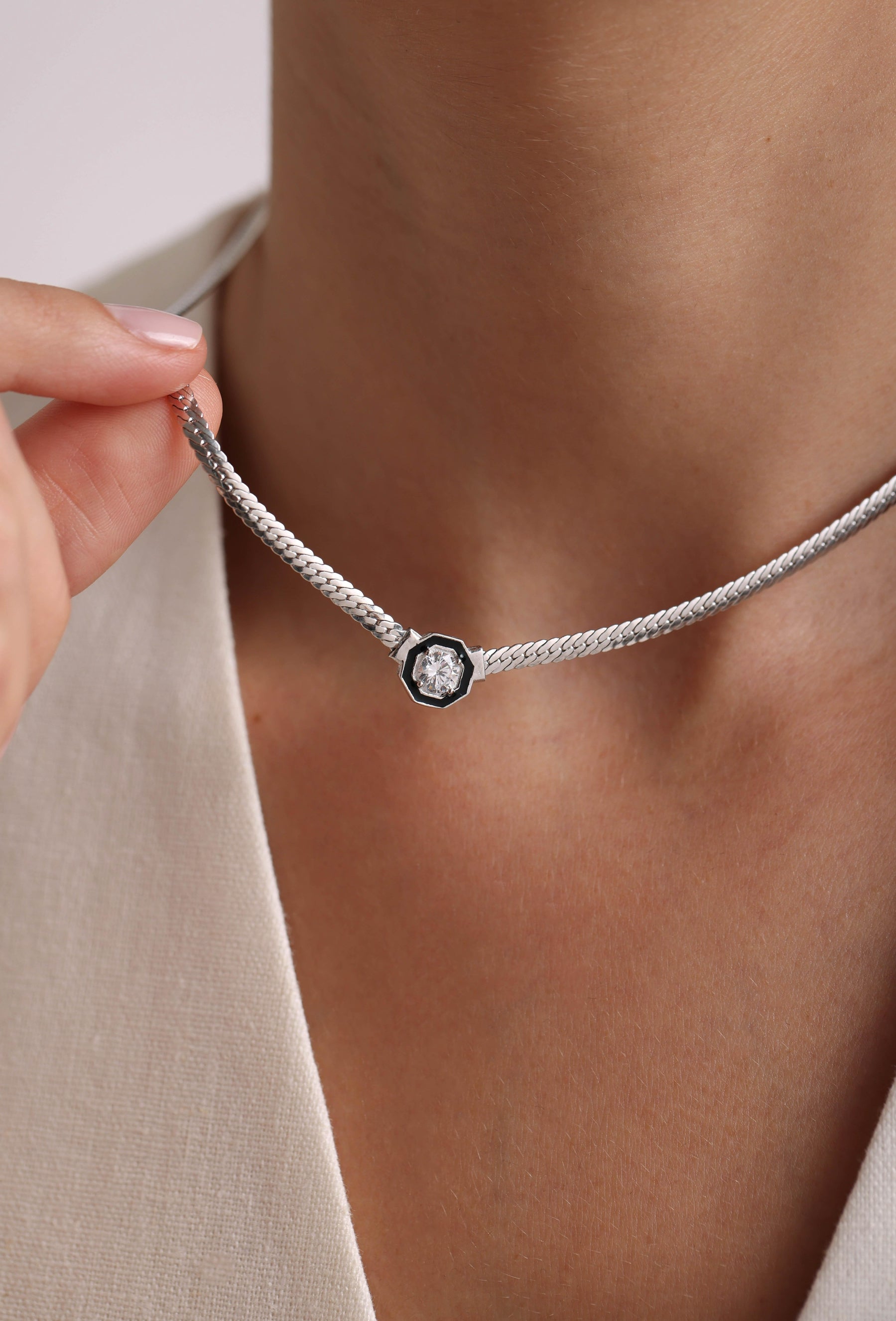 Regal Solace Rhodium  Necklace