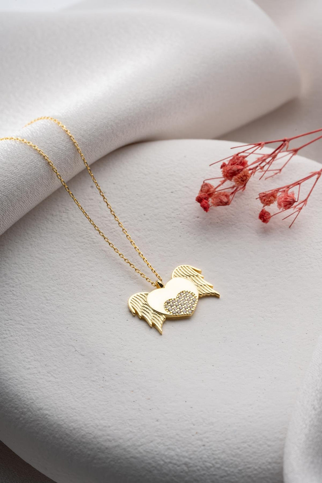 Winged Heart Gold plated Necklace