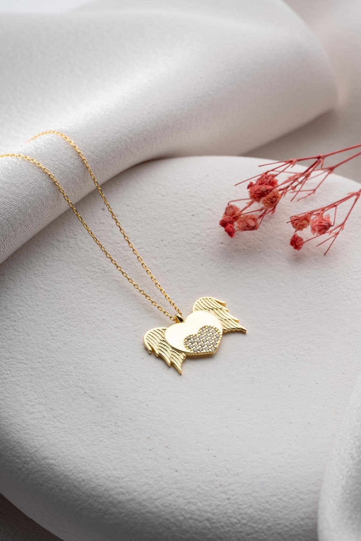Winged Heart Gold plated Necklace