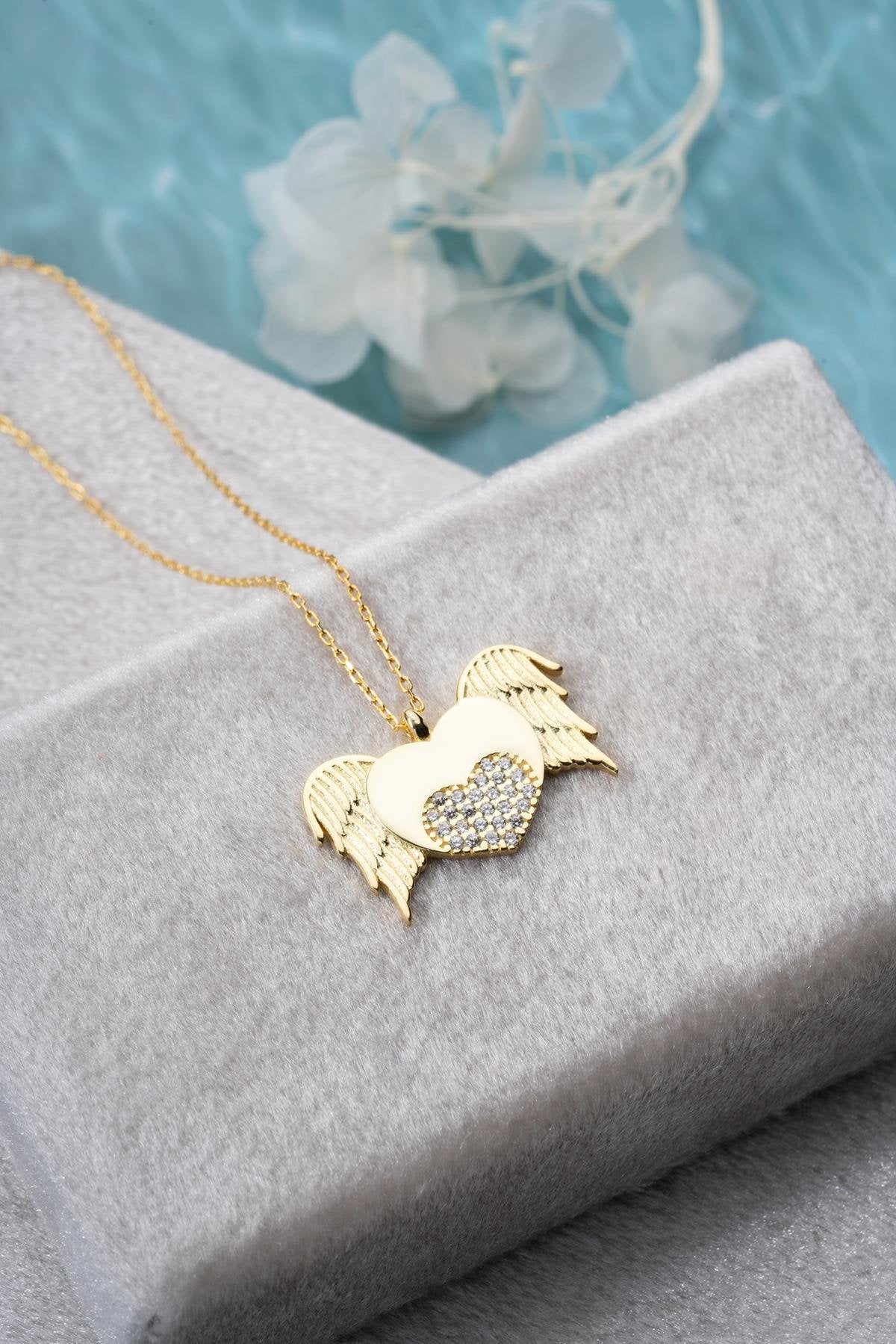 Winged Heart Gold plated Necklace