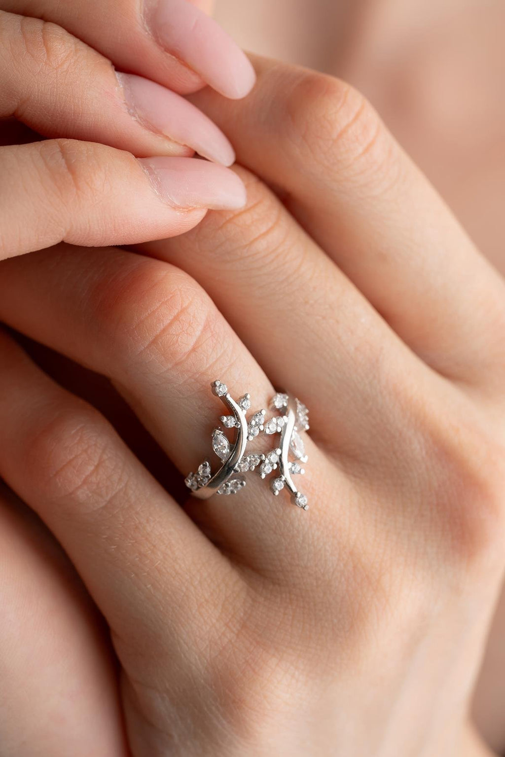 Seraphina Branch Rhodium plated Ring