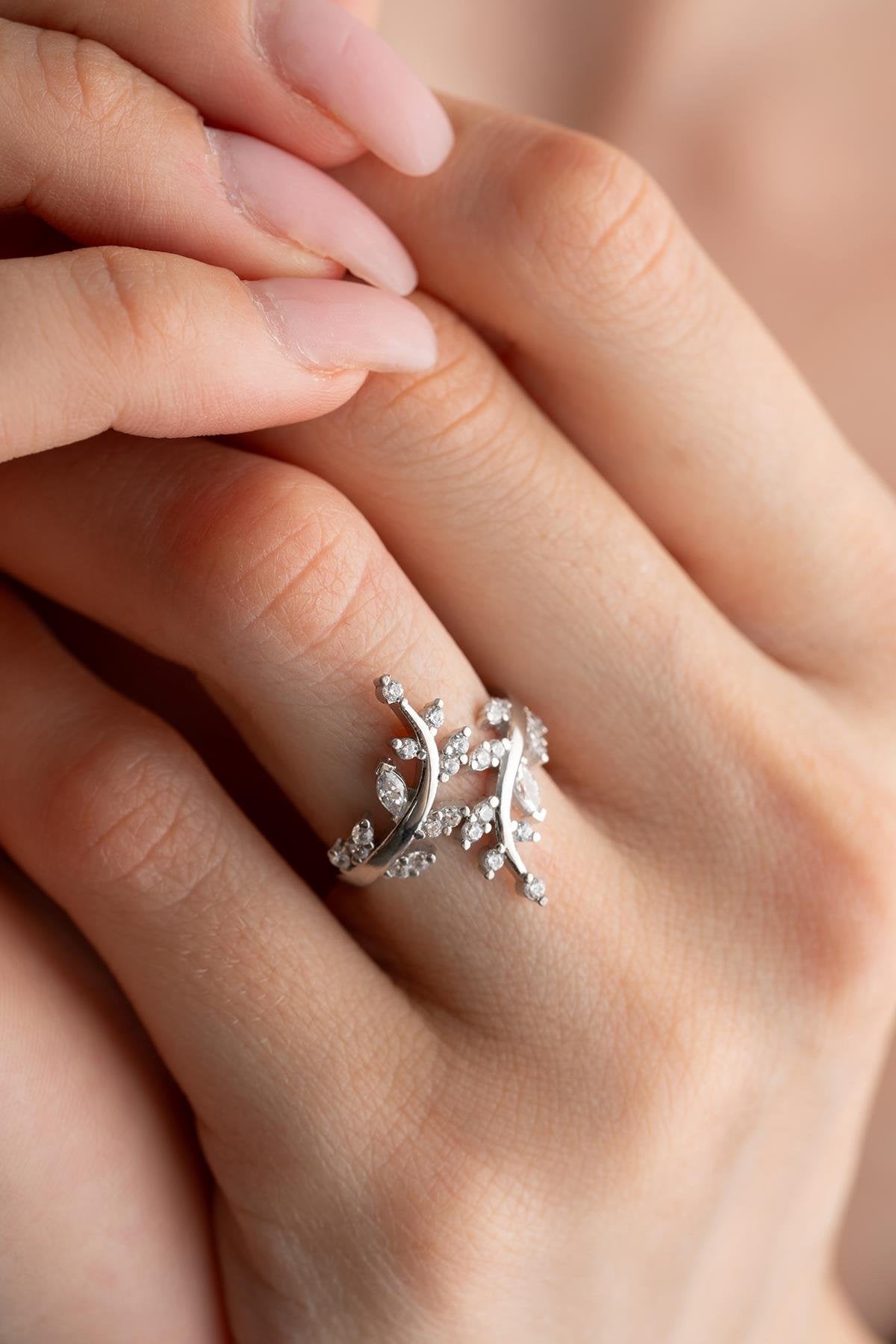 Seraphina Branch Rhodium plated Ring