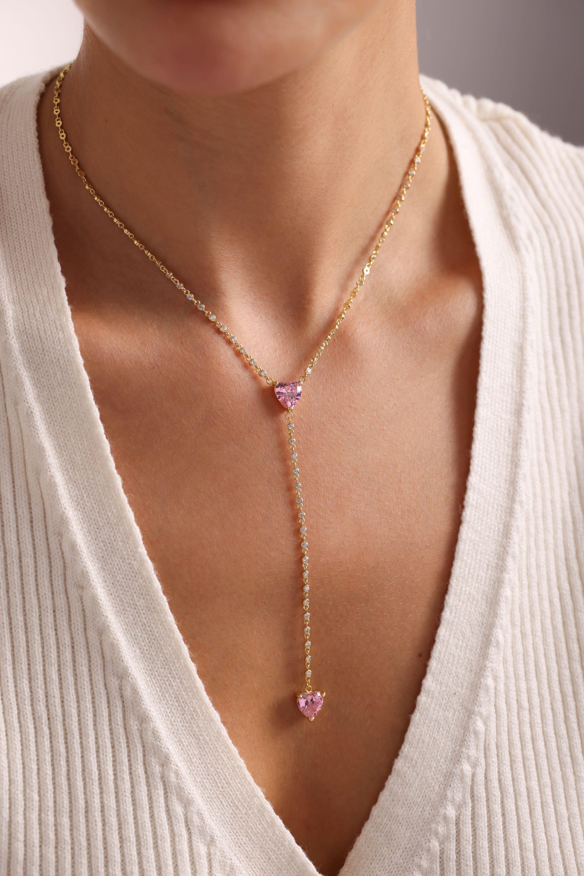 Serena pink heart Necklace