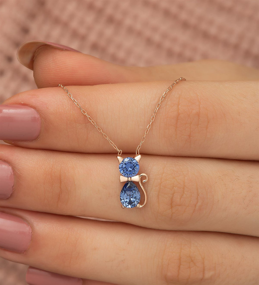 Tanzanite Stone Cat Woman Necklace