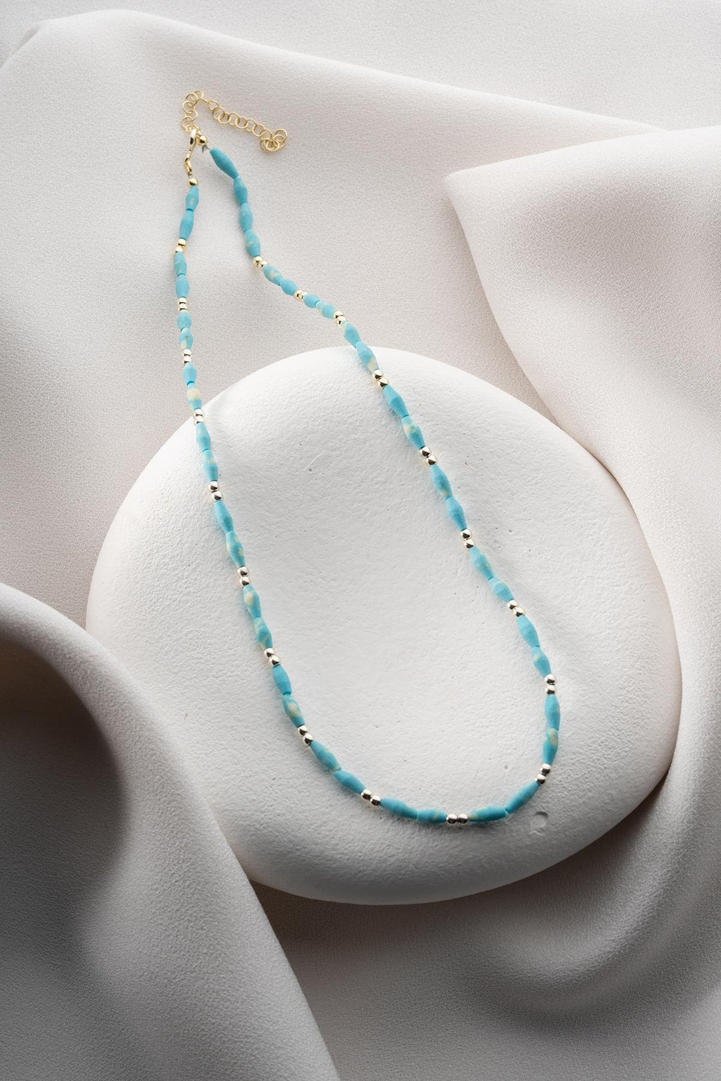 Natural Turquoise v stone Necklace