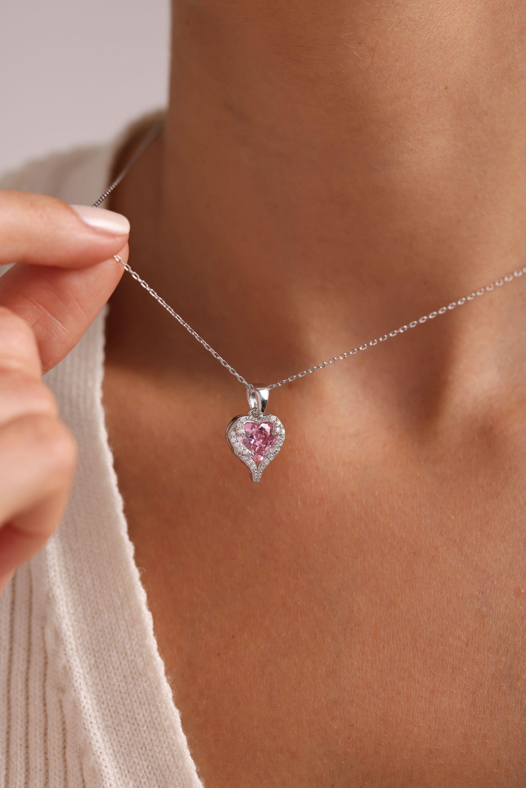 Amour Pinky Crystal Necklace