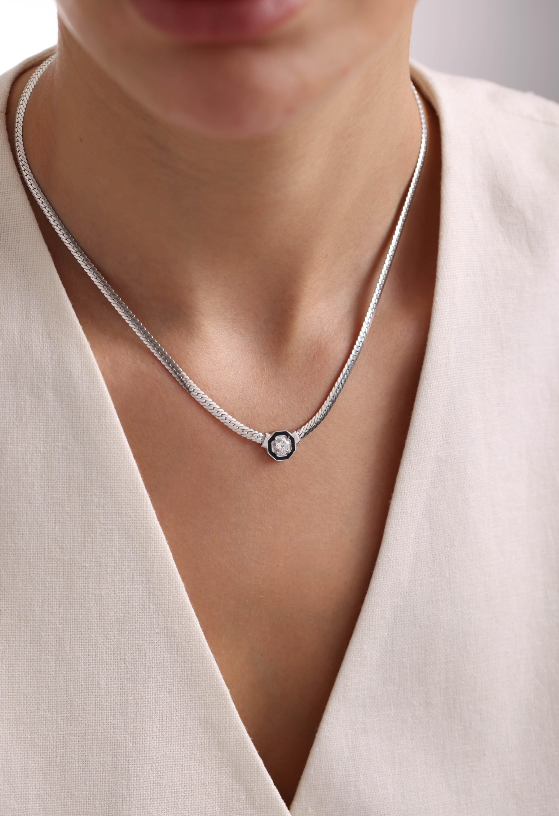 Regal Solace Rhodium  Necklace