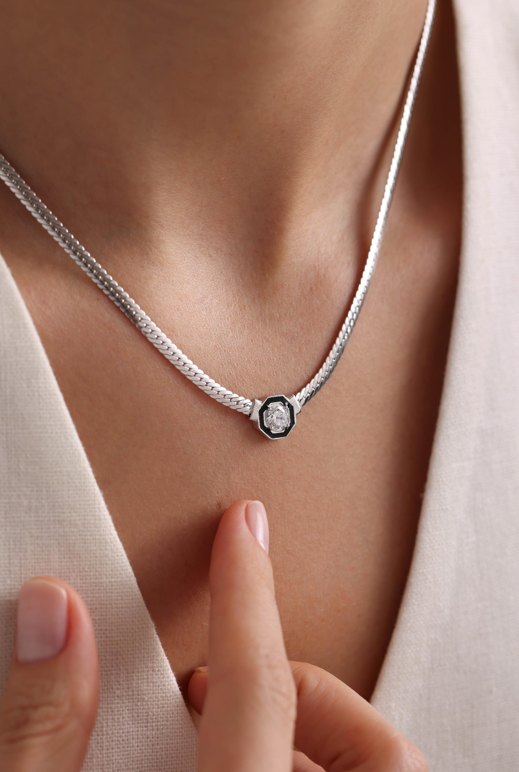 Regal Solace Rhodium  Necklace