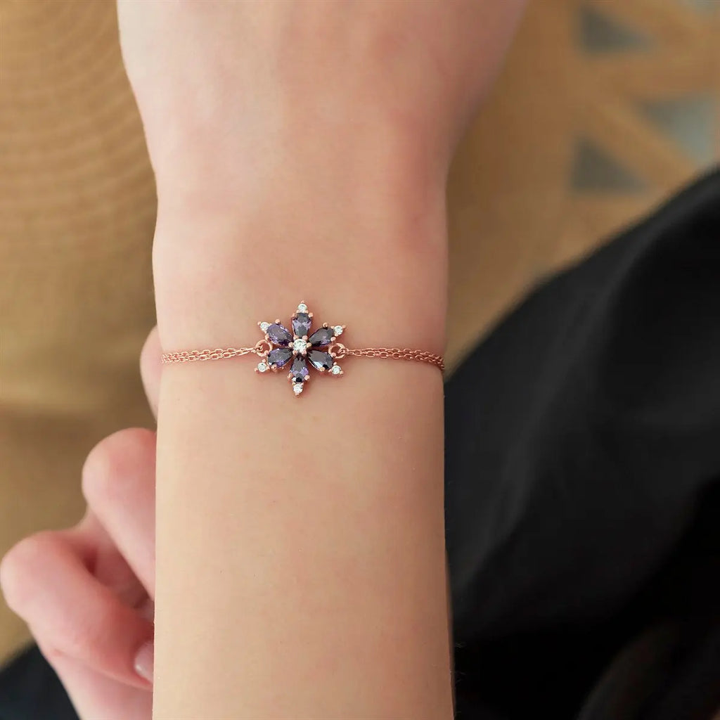 Purple Flower  Bracelet Sterla jewelry