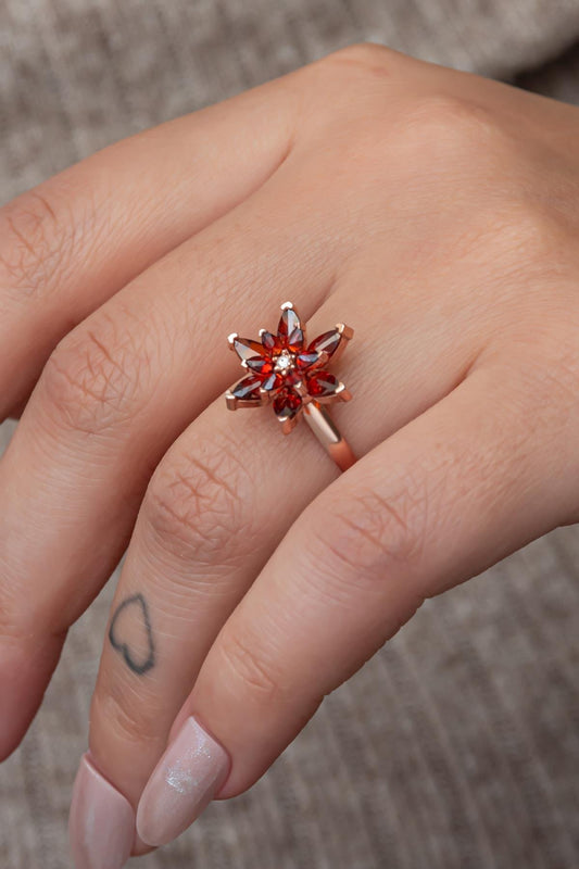 Red Lotus Flower Ring