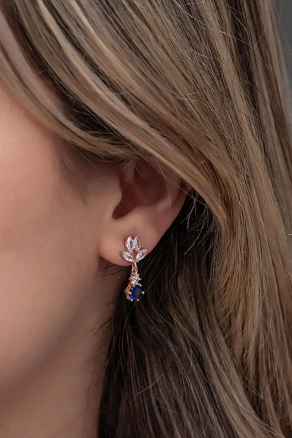 Dangle Blue Zircon Solitaire Earring