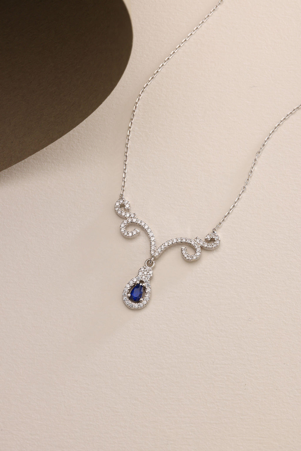 Blue Sapphire Swirl Necklace