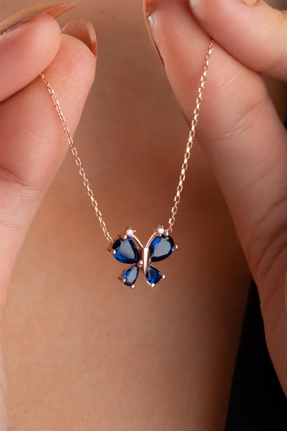 Dragonfly Blue Zircon Necklace