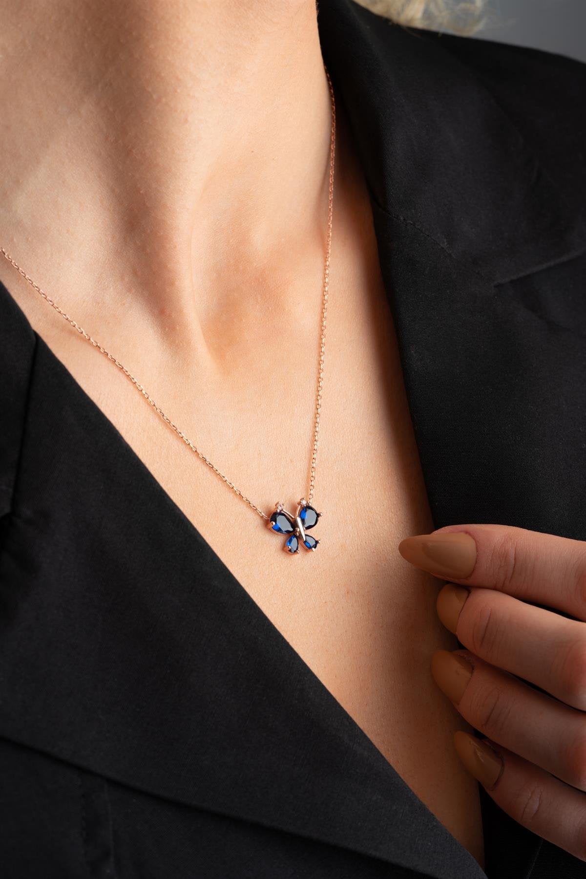 Dragonfly Blue Zircon Necklace