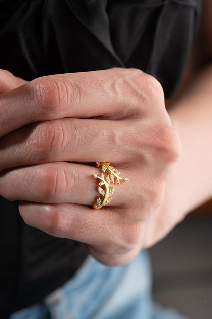 Gold Olive Branch Ring