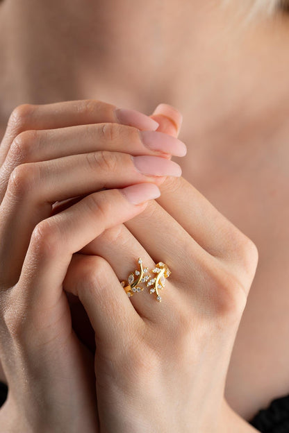 Gold Olive Branch Ring