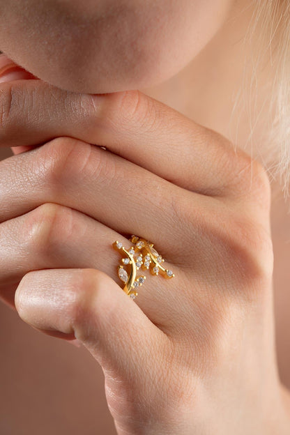 Gold Olive Branch Ring